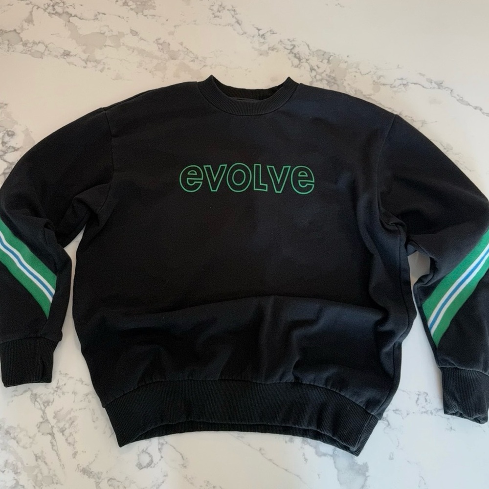 Bershka Black Sweatshirt with Green Accents